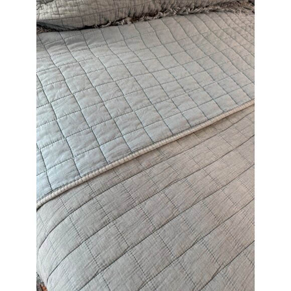 Shabby Chic King Size Quilted Comforter Set 2 Pillow Shams Frayed Edges Cotton - Picture 8 of 16